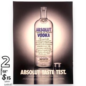 🟢[Absolut Vodka] ABSOLUT TASTE TEST Original 2002 Vintage Magazine Ad